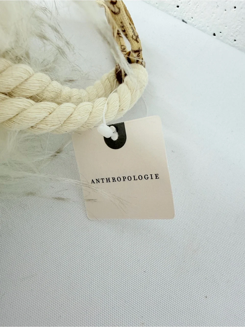 Anthropologie North Pole Off White Faux Fur Stocking NEW